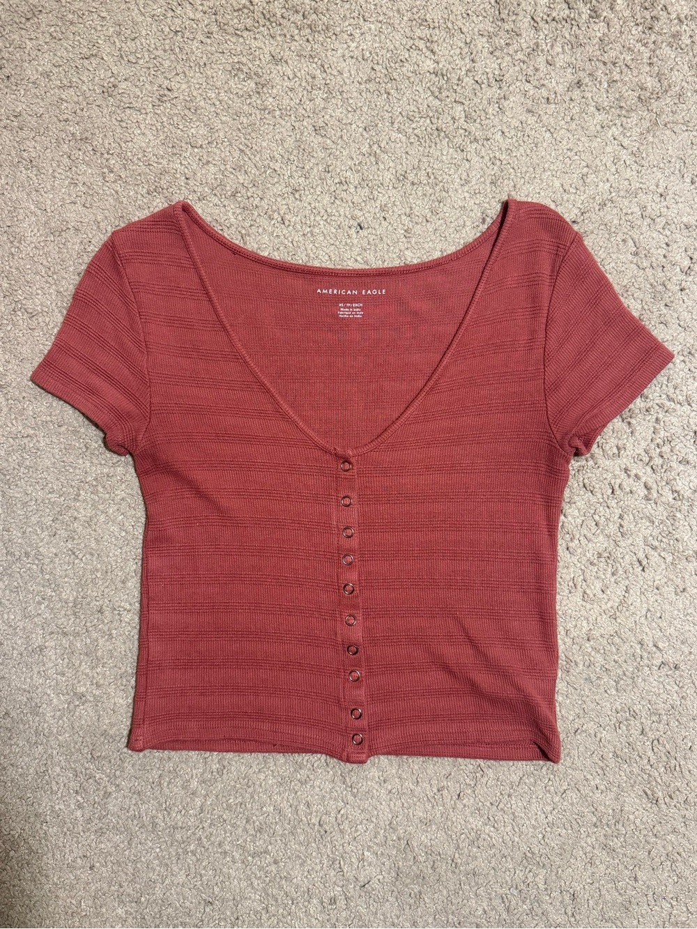American Eagle Outfitters dusty rose ribbed scoop crop top extra small